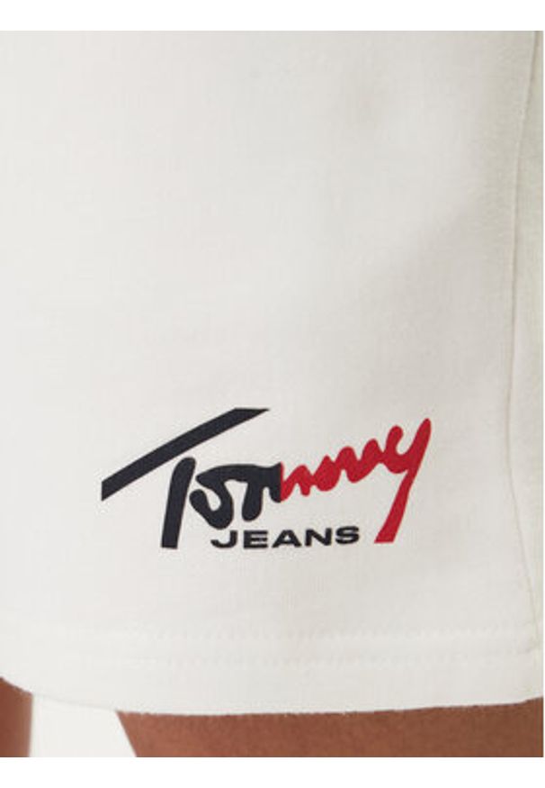 Tommy Jeans Szorty sportowe Signature DM0DM23017 Biały Regular Fit. Kolor: biały. Materiał: bawełna. Styl: sportowy