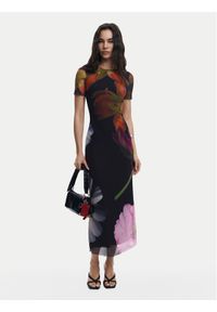 Desigual Sukienka codzienna Roterdam 25SWVK12 Czarny Slim Fit. Okazja: na co dzień. Kolor: czarny. Materiał: syntetyk. Typ sukienki: proste. Styl: casual
