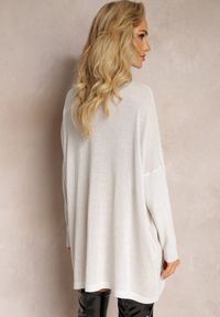 Renee - Biały Sweter Oversize z Delikatną Złotą Nitką Felhana. Kolor: biały. Sezon: zima #3