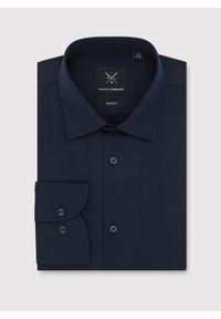 Pako Lorente - PAKO LORENTE – Granatowa koszula męska. Kolor: niebieski. Materiał: bawełna. Długość rękawa: długi rękaw. Długość: długie. Wzór: gładki #6