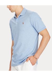 Ralph Lauren - RALPH LAUREN - Niebieska koszulka Slim Fit Soft. Okazja: na co dzień. Typ kołnierza: polo. Kolor: niebieski. Materiał: prążkowany, bawełna. Wzór: melanż, haft, kolorowy. Styl: casual