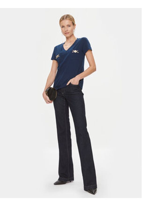 Marciano Guess T-Shirt 4RGP25 6229A Granatowy Regular Fit. Kolor: niebieski. Materiał: bawełna