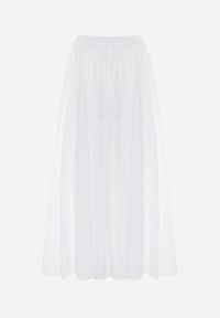 Born2be - Biała Spódnica Bawełniana o Rozkloszowanym Kroju z Kieszeniami Nephise. Okazja: do pracy, na co dzień, na spacer. Kolor: biały. Materiał: bawełna. Długość: długie. Styl: elegancki, casual #2