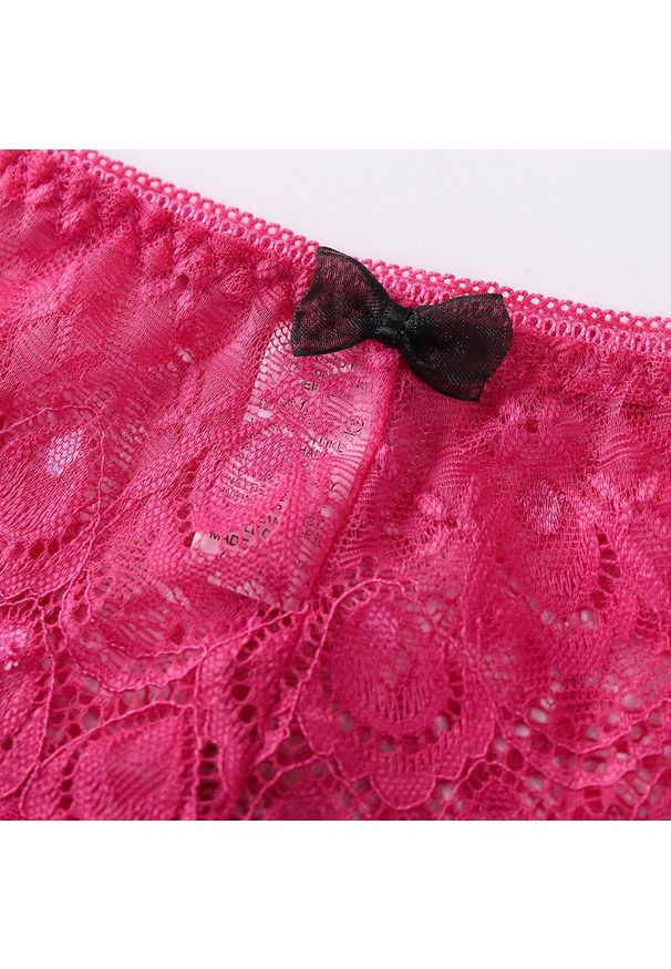 Intica - Stringi koronkowe z kokardkami eleganckie Destini. Kolor: różowy. Materiał: koronka. Wzór: koronka