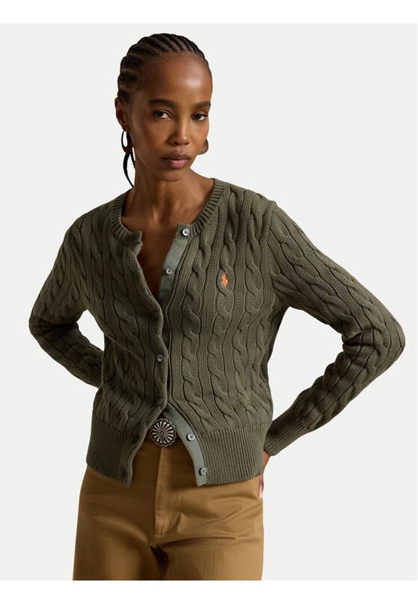 Polo Ralph Lauren Kardigan 211971868512 Zielony Regular Fit. Typ kołnierza: polo. Kolor: zielony. Materiał: bawełna