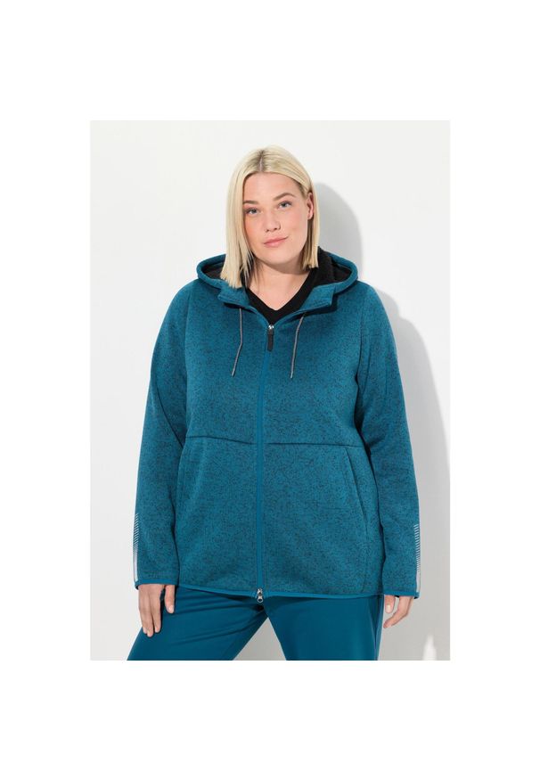 ULLA POPKEN - Damskie Sweter na polarze pluszowy polar dwukierunkowy suwak odblaski. Kolekcja: plus size. Kolor: zielony, niebieski, wielokolorowy. Materiał: poliester, materiał. Sezon: zima. Sport: narciarstwo