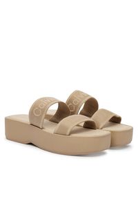 Calvin Klein Klapki Flatform Sndl Webbing HW0HW02878 Beżowy. Kolor: beżowy. Materiał: materiał #2