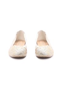 Born2be - Złote Balerinki Meringues. Nosek buta: okrągły. Kolor: złoty. Materiał: materiał. Wzór: gładki, ażurowy. Obcas: na płaskiej podeszwie #5