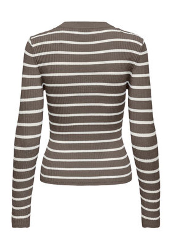 only - ONLY Sweter Louisa 15344579 Brązowy Slim Fit. Kolor: brązowy. Materiał: wiskoza