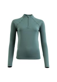 Damska koszulka jeździecka z zamkiem 1/4 BR Equitation CLX. Kolor: niebieski, zielony, wielokolorowy. Długość rękawa: długi rękaw #1