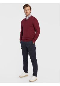 TOMMY HILFIGER - Tommy Hilfiger Sweter Pima MW0MW28047 Bordowy Regular Fit. Kolor: czerwony. Materiał: bawełna