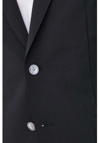 BOSS - Boss garnitur z domieszką wełny męska kolor czarny gładka. Kolor: czarny. Materiał: wełna. Wzór: gładki #9
