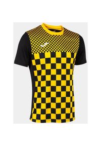 Koszulka Sportowa Joma Flag II Czarna i Żółta 3XS - Lekka i Oddychająca. Kolor: czarny, żółty, wielokolorowy. Materiał: poliester. Sport: piłka nożna
