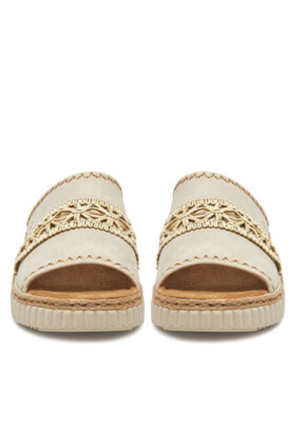 Rieker Klapki 69278-60 Beżowy. Kolor: beżowy. Materiał: materiał, syntetyk