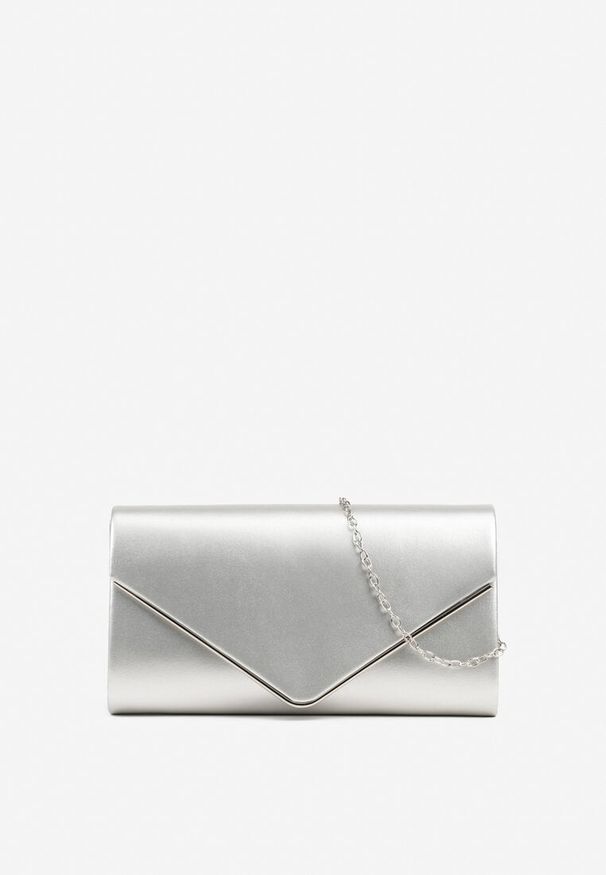 Renee - Srebrna Elegancka Torebka Kopertówka z Łańcuszkiem Pasenela. Kolor: srebrny. Styl: elegancki