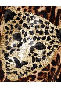MYSTIQUE BEACH - Tunika mini Safari z głową tygrysa. Kolor: brązowy. Materiał: szyfon. Wzór: aplikacja, motyw zwierzęcy #5