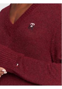 TOMMY HILFIGER - Tommy Hilfiger Sweter Monogram WW0WW37751 Bordowy Regular Fit. Kolor: czerwony. Materiał: bawełna #4