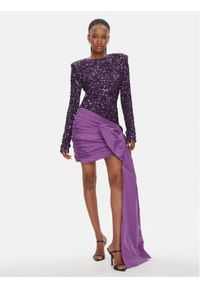 ROTATE Sukienka koktajlowa 111569 Fioletowy Slim Fit. Kolor: fioletowy. Materiał: syntetyk. Styl: wizytowy