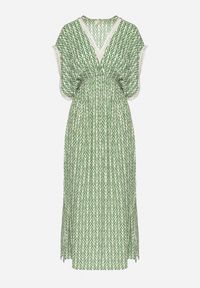 Born2be - Zielona Bawełniana Sukienka Rozkloszowana z Koronkowymi Wstawkami Laniwena. Kolor: zielony. Materiał: bawełna, koronka. Sezon: lato #6