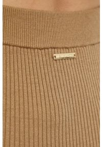 MICHAEL Michael Kors spódnica wełniana kolor brązowy midi ołówkowa. Kolor: brązowy. Materiał: wełna #4