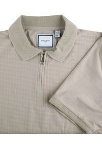 Dzianinowe Polo - Dekolt na Zamek - Brave Soul - Beż. Okazja: na co dzień. Typ kołnierza: polo. Kolor: beżowy, wielokolorowy, brązowy. Materiał: poliester. Styl: casual #6