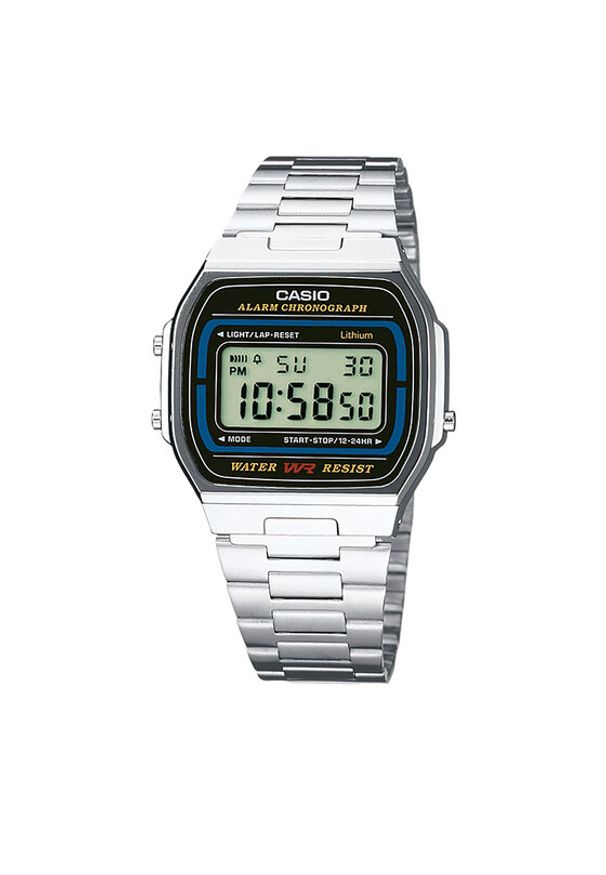 Casio Zegarek Vintage A164WA-1VES Srebrny. Kolor: srebrny. Styl: vintage