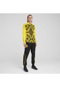 Puma - Męska bluza przedmeczowa z zamkiem 1/4 Borussia Dortmund PUMA. Kolor: żółty, wielokolorowy, czarny