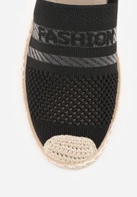 Renee - Czarne Espadryle z Plecioną Cholewką przed Kostkę Mokosa. Okazja: na co dzień. Wysokość cholewki: przed kostkę. Kolor: czarny. Materiał: jeans. Szerokość cholewki: normalna. Wzór: aplikacja. Sezon: lato. Styl: boho, elegancki, wakacyjny, casual #4