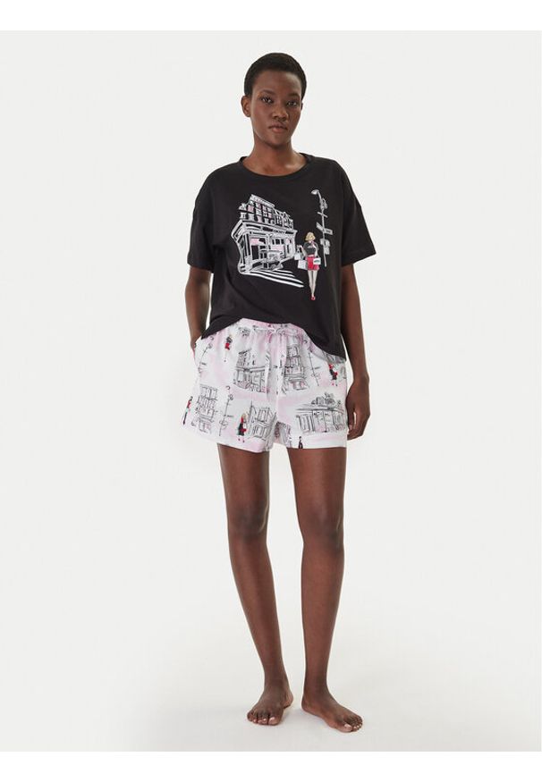 DKNY Piżama YI50108 Czarny Regular Fit. Kolor: czarny. Materiał: bawełna