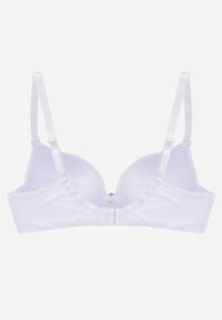 Renee - Biały Biustonosz Push Up o Gładkim Wykończeniu z Cyrkoniową Aplikacją Claronei. Kolor: biały. Rodzaj stanika: push-up. Wzór: gładki, aplikacja #3