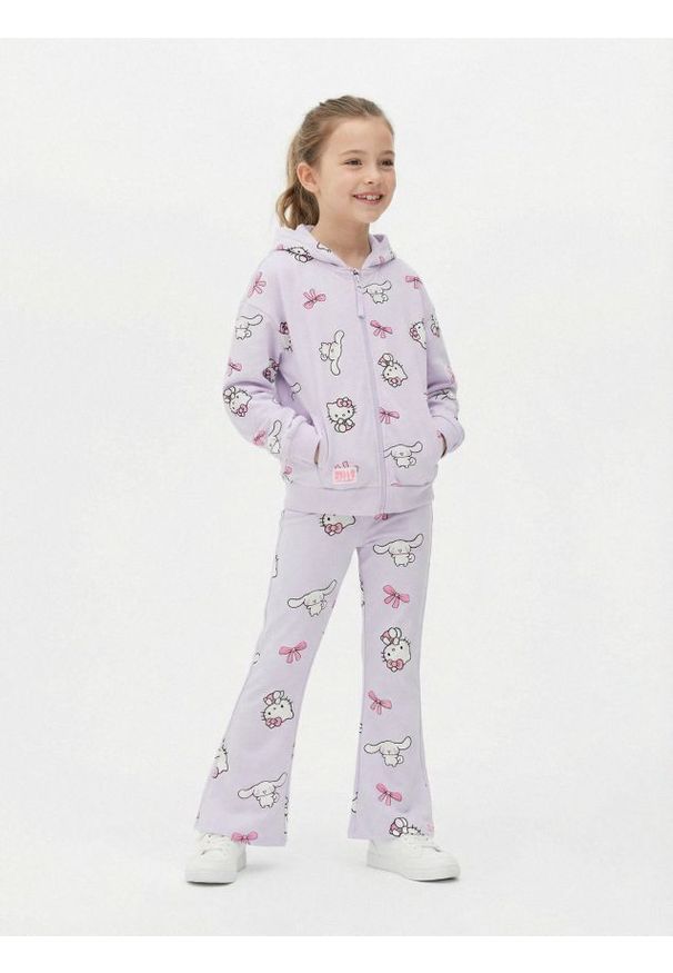 Sinsay - Spodnie flare Hello Kitty - niebieski. Kolor: niebieski. Wzór: motyw z bajki