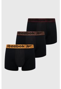 Reebok Bokserki (3-pack) męskie kolor czarny. Kolor: czarny. Materiał: włókno