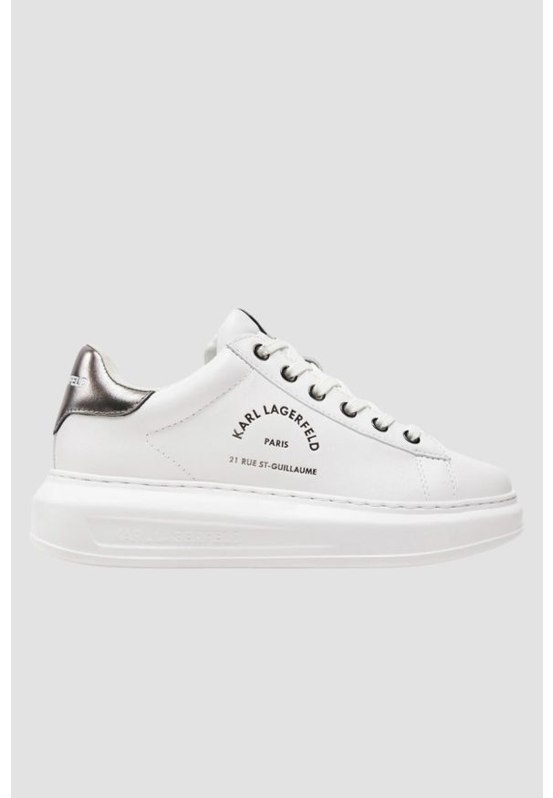 Karl Lagerfeld - KARL LAGERFELD Białe damskie sneakersy skórzane KAPRI Maison, Rozmiar 38. Kolor: biały. Materiał: skóra