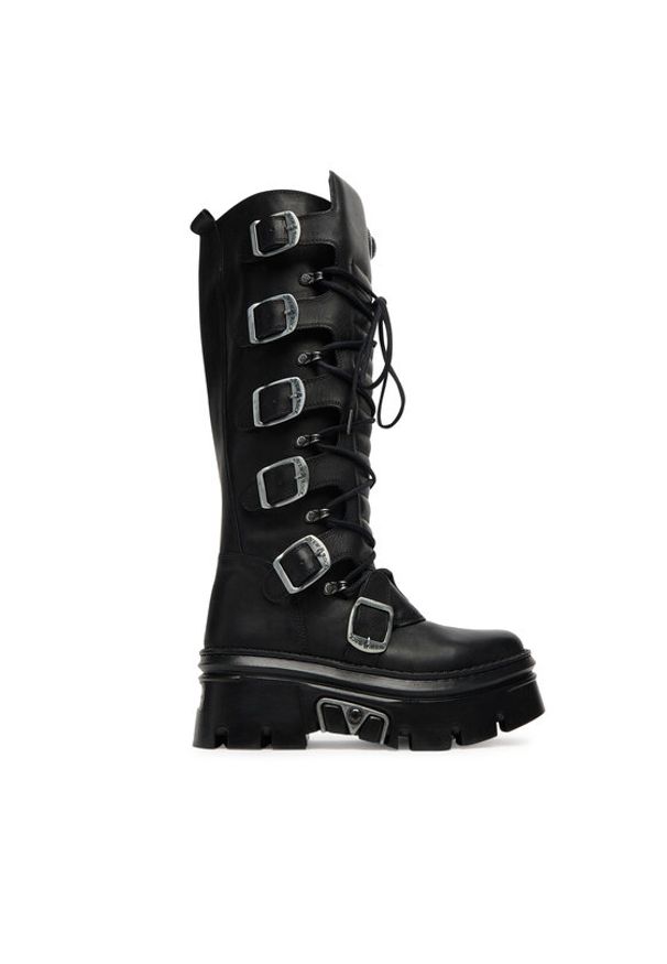 NEW ROCK Kozaki M-WALL272-S1 Czarny. Kolor: czarny. Materiał: skóra. Styl: rockowy