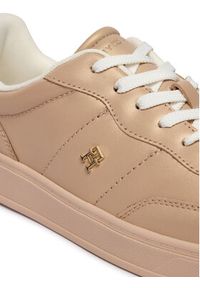 TOMMY HILFIGER - Tommy Hilfiger Sneakersy Th Heritage Shiny Sneaker FW0FW09179 Beżowy. Kolor: beżowy. Materiał: skóra #5