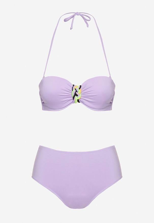 Renee - Fioletowe Bikini Majtki Figi i Biustonosz z Ozdobną Wstawką Natamara. Kolor: fioletowy