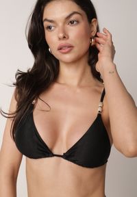 Born2be - Czarne Bikini Wiązany Biustonosz z Koralikami i Majtki Figi Aglasia. Kolekcja: plus size. Kolor: czarny. Materiał: len. Wzór: aplikacja #3