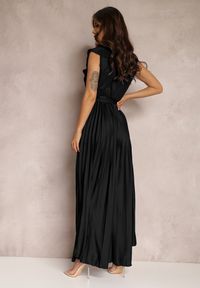 Renee - Czarny Kombinezon Plisowany Hyrmane. Kolor: czarny. Materiał: materiał. Długość: długie. Styl: elegancki, wizytowy