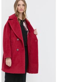 Pennyblack Płaszcz damski kolor bordowy przejściowy dwurzędowy. Kolor: czerwony. Materiał: materiał. Wzór: gładki. Styl: klasyczny #7
