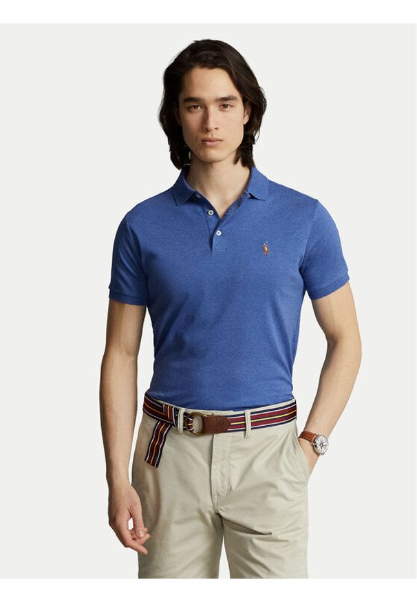Polo Ralph Lauren Polo 710713130008 Niebieski Custom Slim Fit. Typ kołnierza: polo. Kolor: niebieski. Materiał: bawełna