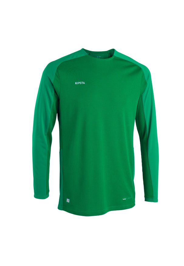 KIPSTA - Koszulka piłkarska z długim rękawem Kipsta Viralto Club. Kolor: zielony. Materiał: materiał. Długość rękawa: długi rękaw. Długość: długie. Sport: piłka nożna