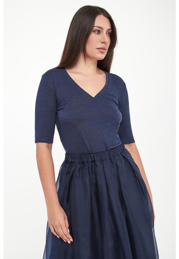 Weekend Max Mara - T-shirt damski lniany Opzione WEEKEND MAX MARA. Materiał: len