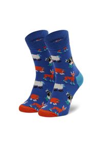 Happy-Socks - Happy Socks Skarpety Wysokie Dziecięce KFCR01-6500 Niebieski. Kolor: niebieski. Materiał: materiał #1