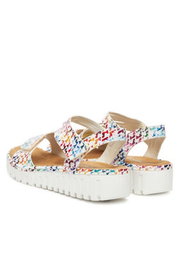 Rieker Sandały V1364-90 Biały. Kolor: biały. Materiał: materiał