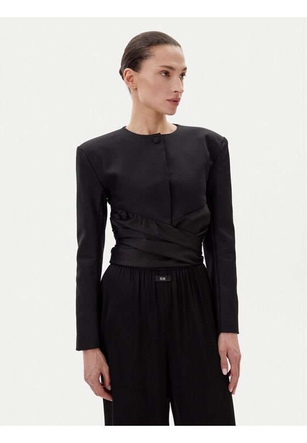 Eleh Marynarka ESS250171 Czarny Regular Fit. Kolor: czarny. Materiał: bawełna, syntetyk