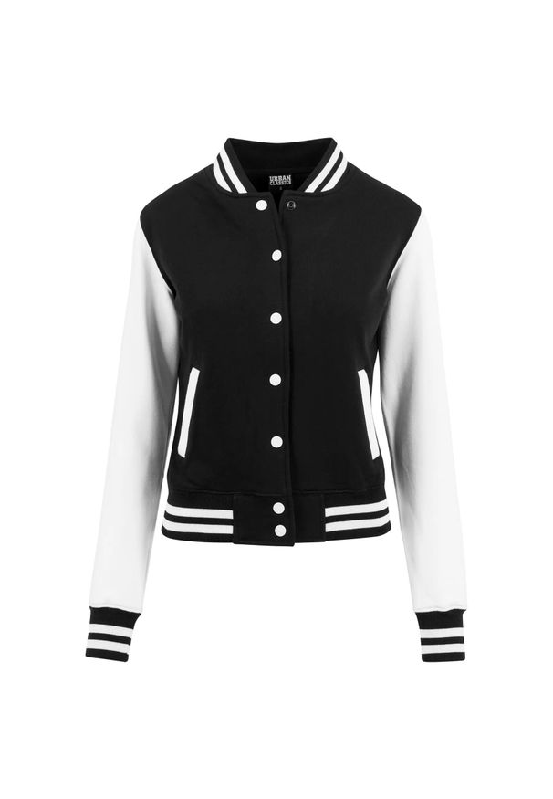 Urban Classics - Kurtka damska teddy duże rozmiary miejska classic 2-tone college sweat. Kolor: biały, wielokolorowy, czarny