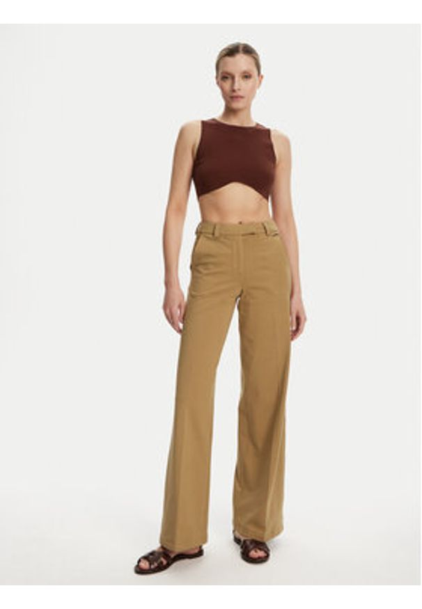 Silvian Heach Spodnie materiałowe Liovica GPP25421PA Beżowy Wide Leg. Kolor: beżowy. Materiał: bawełna