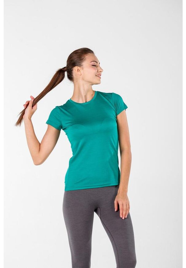 Koszulka turystyczna damska 100% Merino WOOLONA Pera. Kolor: zielony