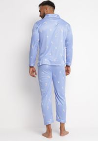 Born2be - Jasnoniebieska Bawełniana Piżama 2-częściowa z Koszulą i Spodniami Lallitte. Kolor: niebieski. Materiał: bawełna. Wzór: aplikacja #3