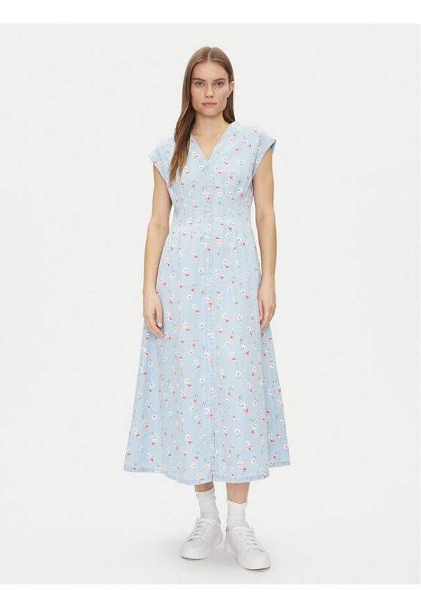 GAP - Gap Sukienka koszulowa 731352-00 Błękitny Regular Fit. Kolor: niebieski. Materiał: bawełna. Typ sukienki: koszulowe